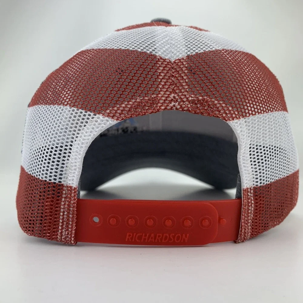 NC Motorsports Hat Flag Mesh Red White Blue Richardson 112PM Snap Trucker Cap